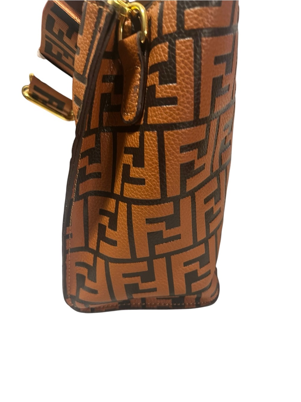 Brown and Black FF Logo Clutch with Gold-Tone Buckle - Picture 5 of 8